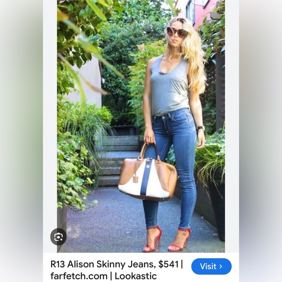 R13 Alison Skinny Jean👖 Howell Indigo 27 ~ NEW! MSRP $380 ~ Made in Italy 🇮🇹 - Picture 9 of 15